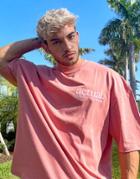 Asos Actual Oversized T-shirt In Pink With Wellness Text Embroidery