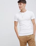 Esprit Organic Cotton Muscle Fit Ribbed T-shirt - White