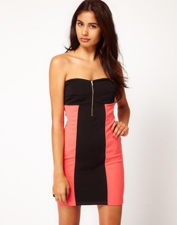 Club L Color Block Body-conscious Dress With Zip