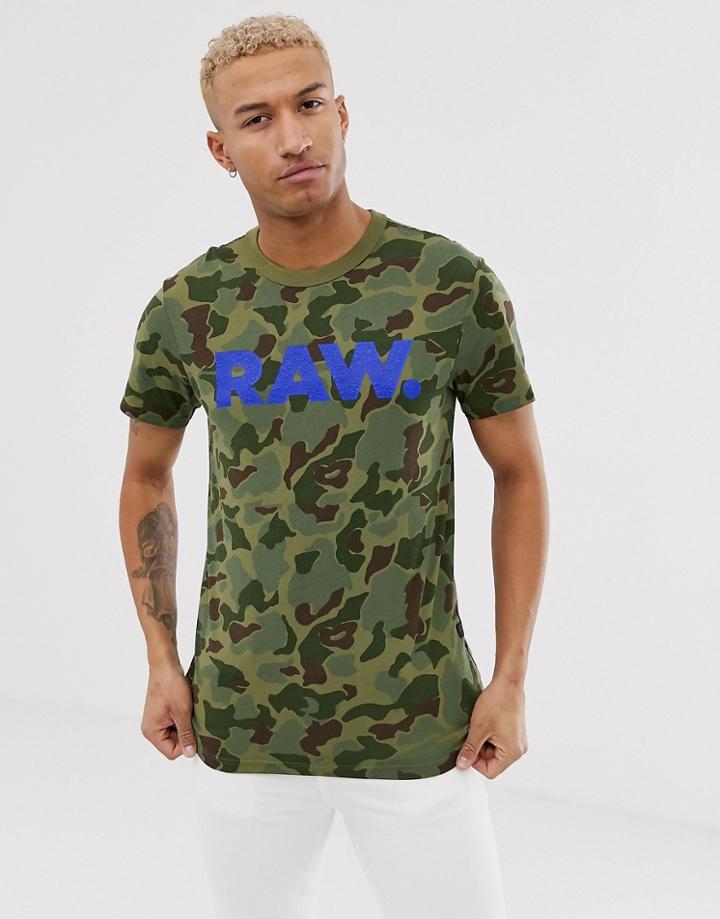 G-star Graphic Raw Camo T-shirt In Green - Green
