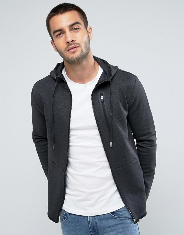 Only & Sons Zip Hoodie With Tech Pocket Details - Gray
