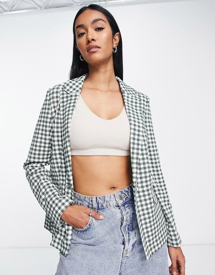 Vero Moda Blazer In Green Gingham