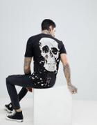 Asos Design Relaxed T-shirt With Skull Splatter Print - Black