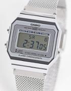 Casio Mesh Strap Watch In Silver