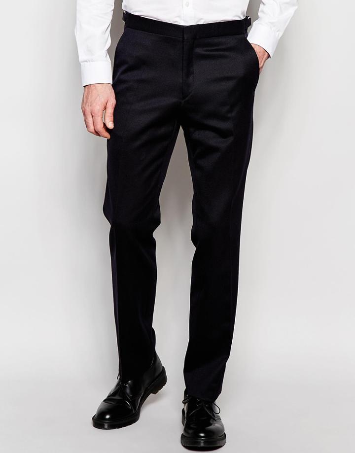 Hart Hollywood By Nick Hart 100% Wool Flannel Pants In Slim Fit - Charcoal