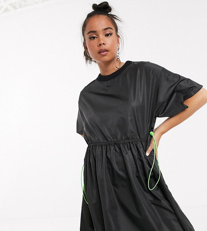 Collusion T-shirt Nylon Mini Dress In Black