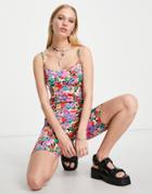 Only Unitard Romper In Bright Poppy Floral-red
