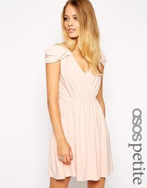 Asos Petite Mini Dress With Wrap Front - Nude