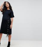 Asos Maternity Midi T-shirt Dress With Lace Up - Black