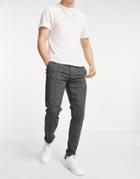 Only & Sons Slim Fit Jersey Pants In Dark Gray Check-grey