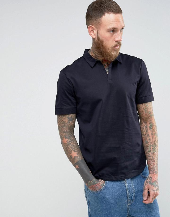 Kiomi Open Collar Polo Shirt - Navy