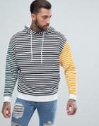 Asos Oversized Hoodie With Contrast Stripes - White