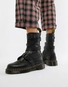 Dr Martens Bevan Black Leather Strappy Flat Ankle Boots - Black