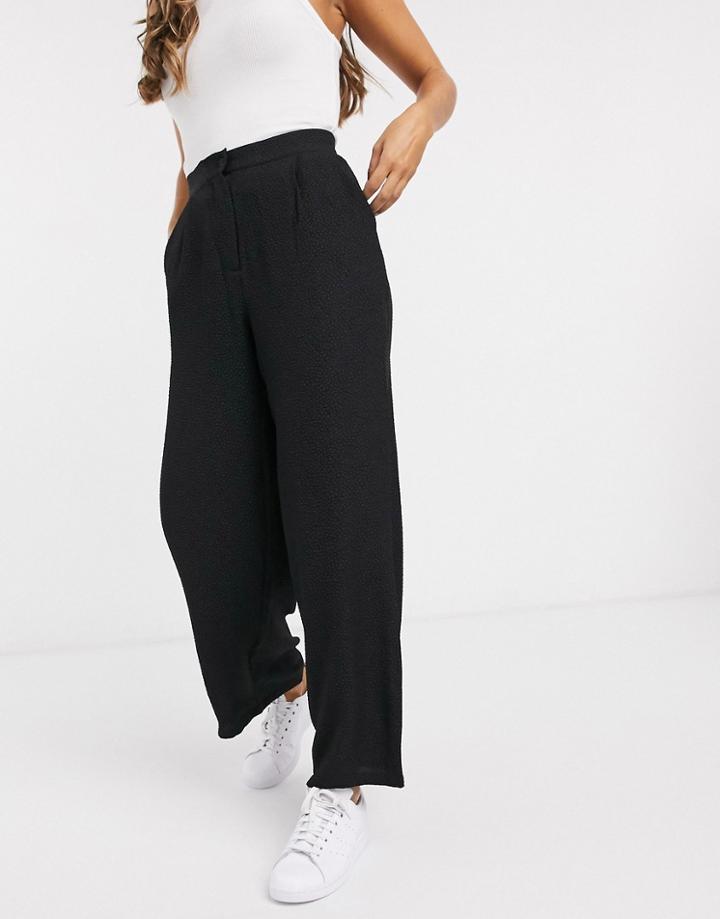 Vila Wide Leg Pants In Black Animal Jacquard
