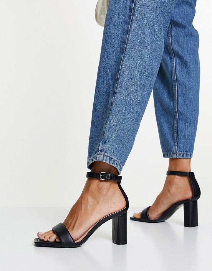 Stradivarius Strappy Heeled Sandals In Black