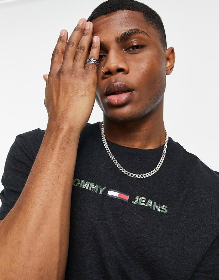 Tommy Jeans Linear Camo Logo T-shirt In Black
