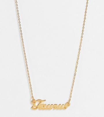 Asos Design 14k Gold Plated Necklace With Taurus Pendant