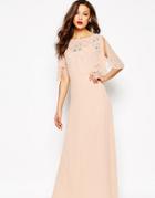 Asos Tall Embellished Flutter Sleeve Maxi Dress - Pink