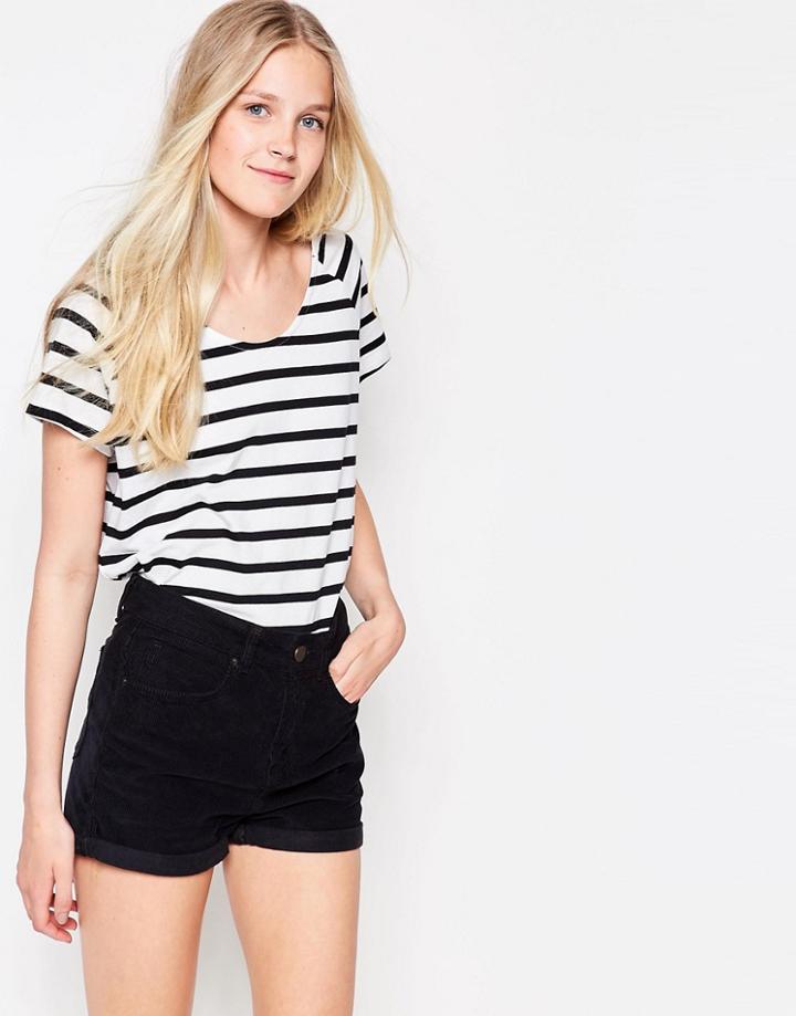 Vila Dreamers Striped U Neck T-shirt - White