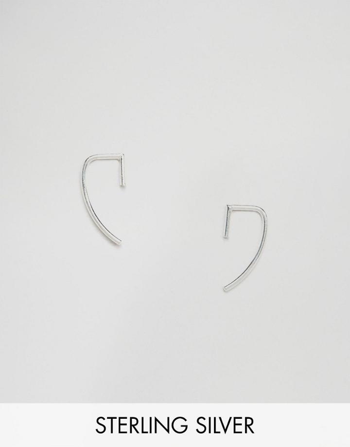 Fashionology Sterling Silver Simple Bar Hook Earrings - Silver