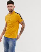 Bershka Join Life T-shirt With Taping And Half Zip In Yellow - Yellow