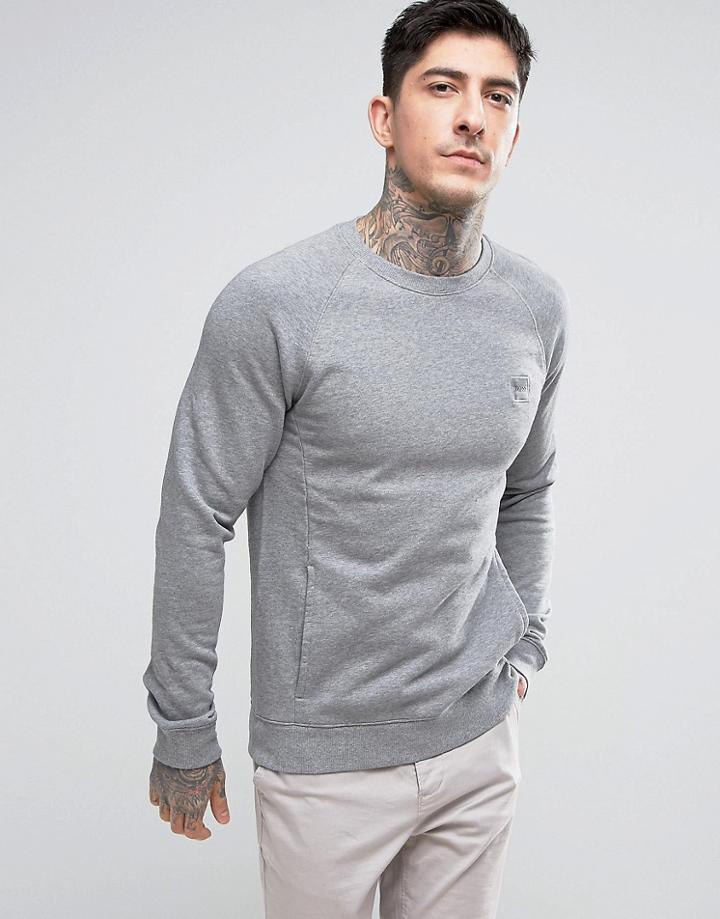 Boss Orange By Hugo Boss Crew Neck Sweatshirt In Gray Marl - Gray