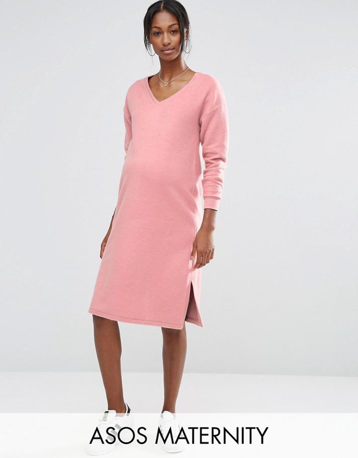 Asos Maternity Fluffy Sweat Dress - Pink