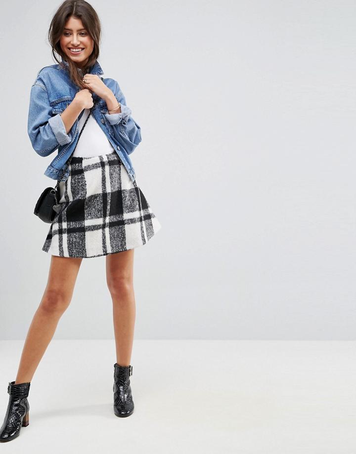 Asos Flippy Check Mini Skirt - Black