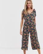 Jdy Floral Tie Shoulder Jumpsuit-multi