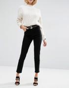 Asos Farleigh High Waist Slim Mom Jeans In Clean Black - Black
