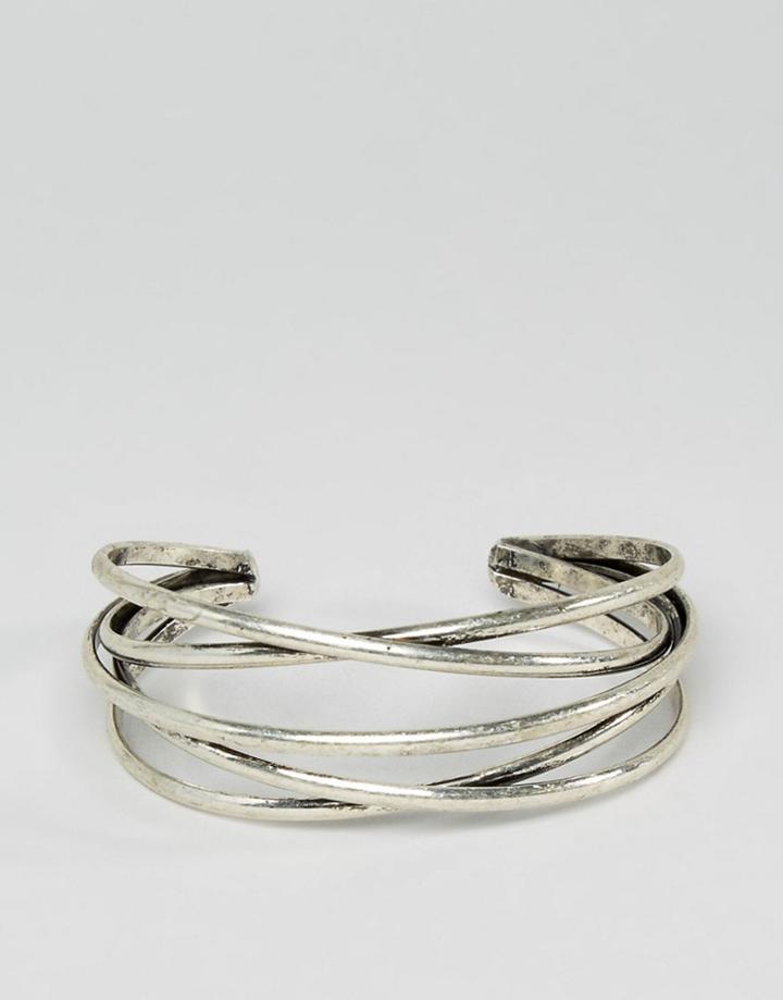 Asos Multi Cross Bracelet In Silver - Silver