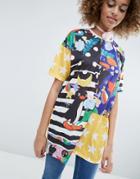 Asos X Pingu T-shirt With Cut About Print By Phiney Pet - Multi