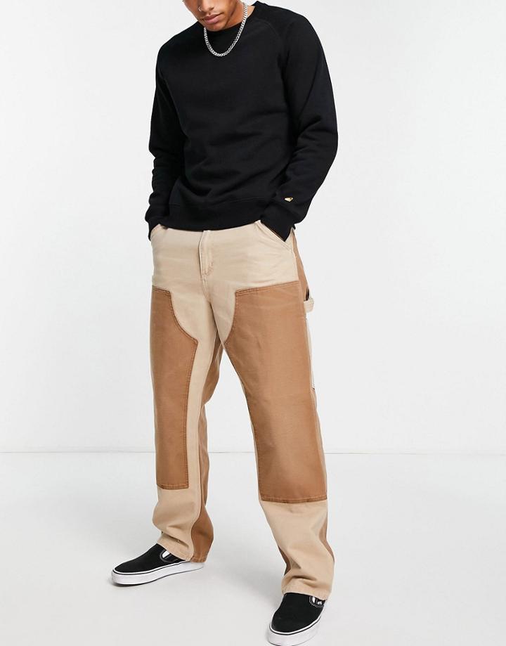 Carhartt Wip Double Knee Relaxed Straight Fit Pants In Brown