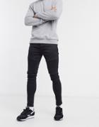 Brave Soul Moto Jeans In Charcoal-grey