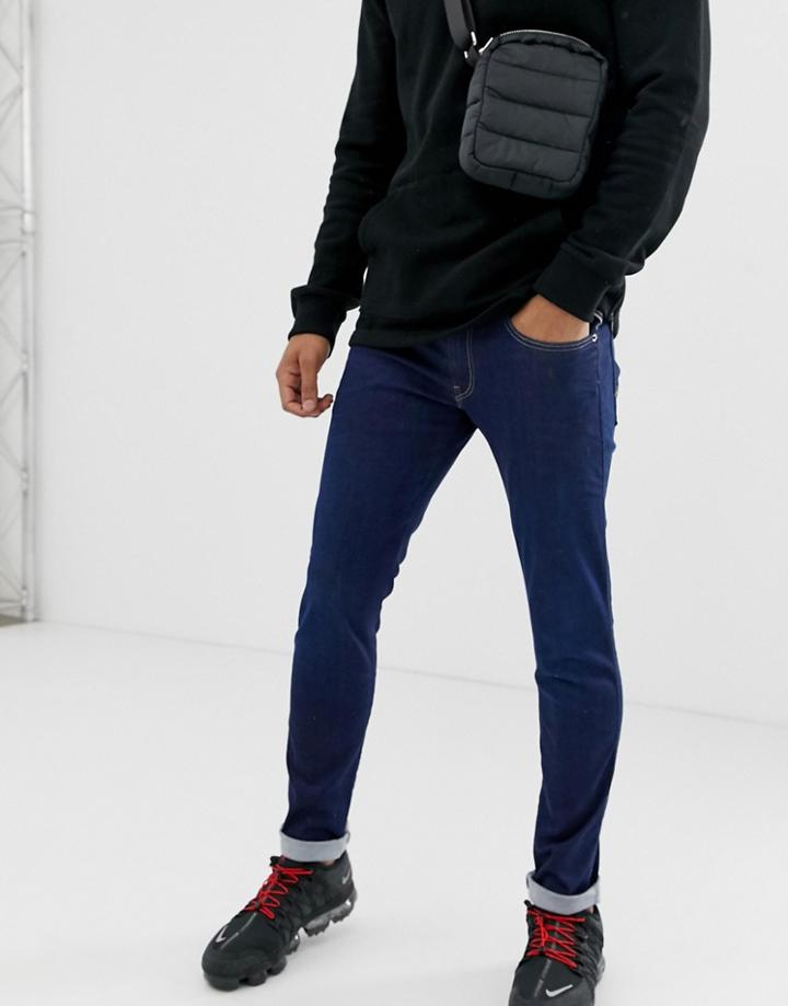 Replay Anbass Hyperflex Slim Jean In Dark Wash - Blue