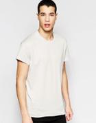 Selected Homme Oversized Laser Cut T-shirt With Raw Edges - Gray