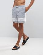 Asos Swim Shorts In Gray With Mesh Detail In Mid Length - Gray