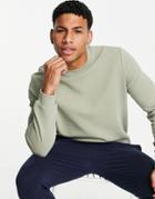 Asos Design Set Sweatshirt In Green Rib