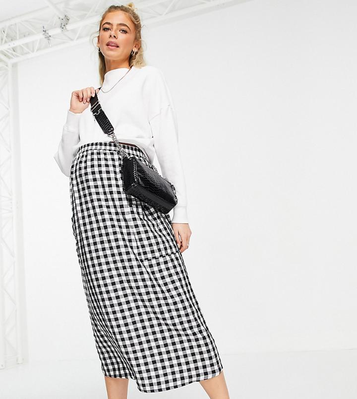 Asos Design Maternity Midi Skirt With Pocket Detail In Gingham-multi