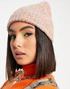 Asos Design Mixed Cable Knit Beanie With Deep Turn Up In Multi