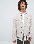 Asos Cord Jacket With Check Lining In Stone - Stone