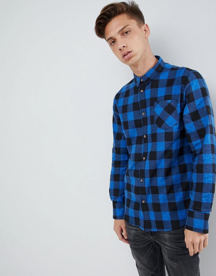 Brave Soul Flannel Buffalo Plaid Shirt - Blue