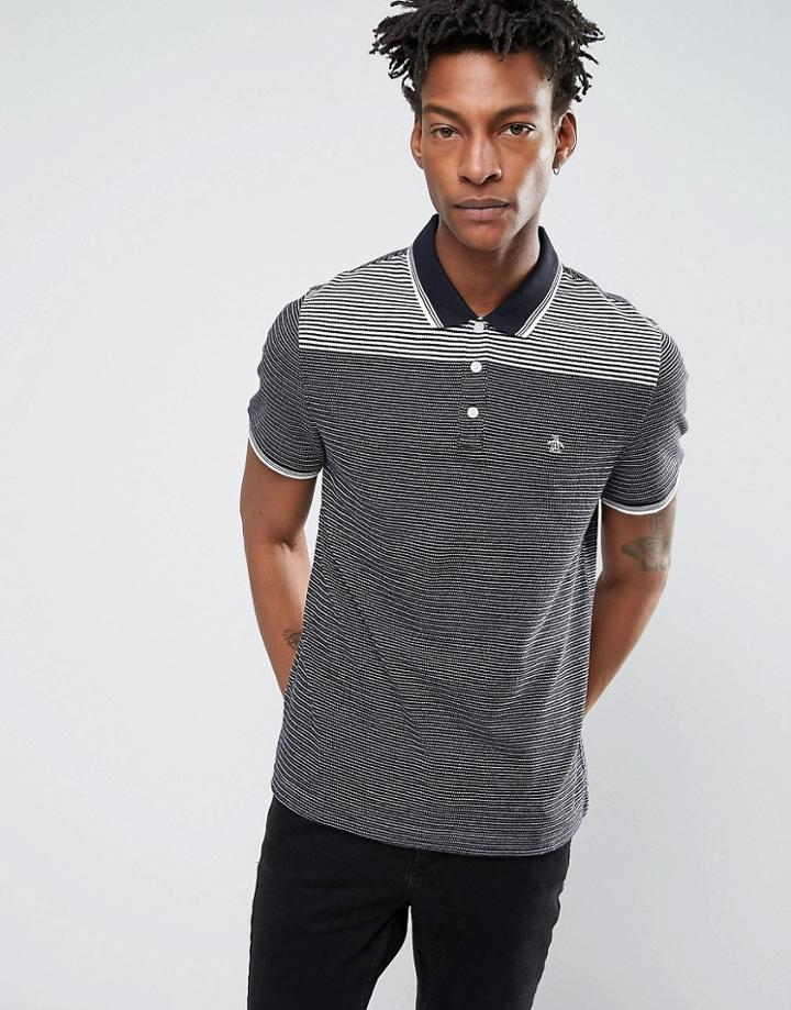 Original Penguin Jacquard Slim Fit Polo Shirt - Black