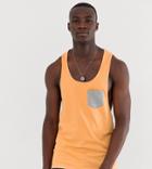 Asos Design Tall Extreme Racer Back Tank With Contrast Pocket In Orange