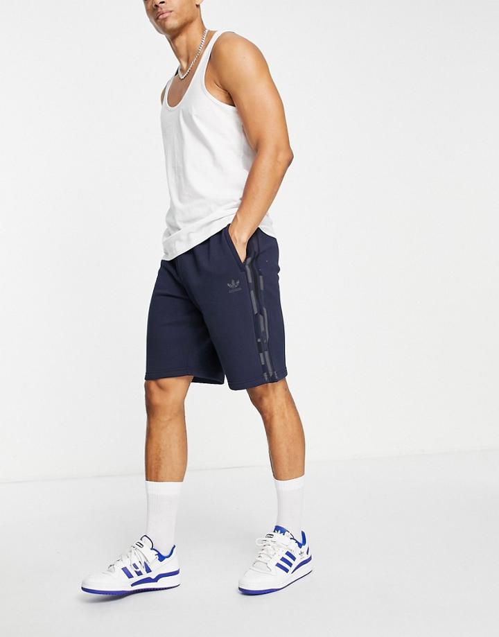 Adidas Originals Shorts In Navy With Camo 3-stripes