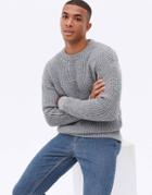 New Look Chunky Knit Loose Fit Sweater In Mid Gray
