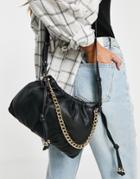 Urbancode Leather Drawstring Chain Crossbody Bag In Black
