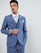 Harry Brown Wedding Wool Blend Blue Donegal Slim Fit Jacket