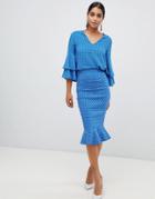 Vepser Frill Bottom Midi Pencil Dress - Blue