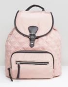 New Look Contrast Quilted Backpack - Pink